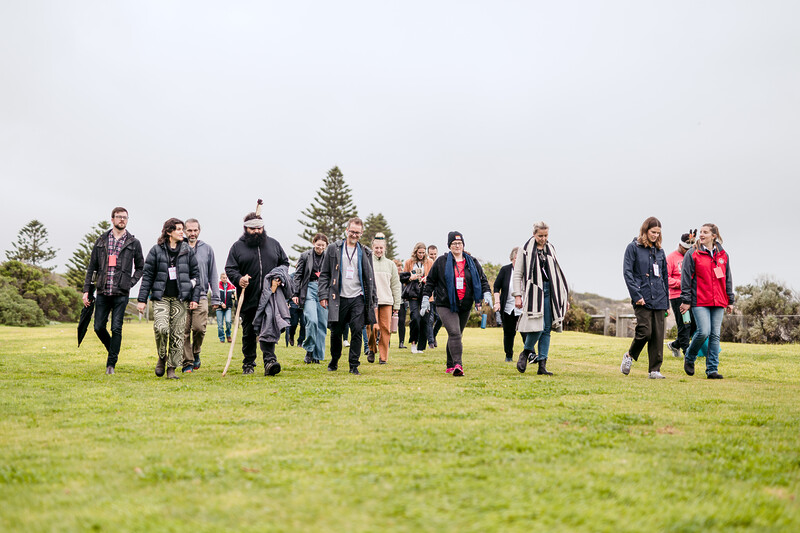 Participants in 2023 Inspired Leadership program walking outdoors.